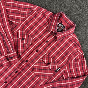Independent Truck Company Plaid Button Up Shirt Mens Med Black White Red